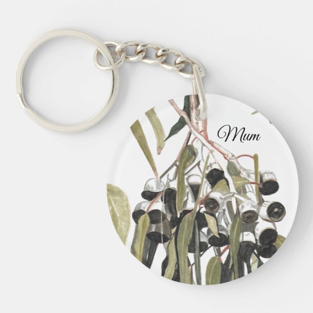 Mum Eucalyptus Watercolour Keychain (Front)