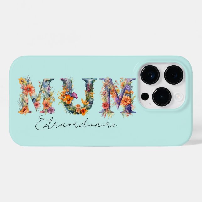 Mum Extraordinaire Floral Typography Case-Mate iPhone Case (Back (Horizontal))