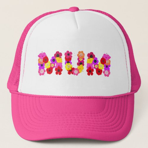 Mum Floral Typographic Design Trucker Hat