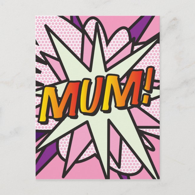 MUM Fun Retro Comic Book Pop Art Postcard (Front)