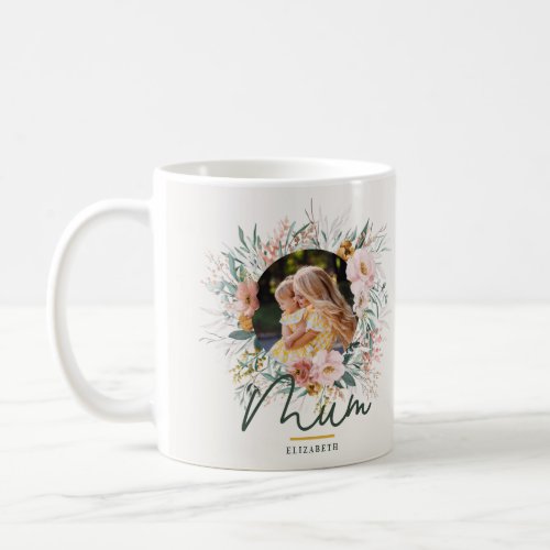 Mum gift photo watercolour floral mothers day coffee mug