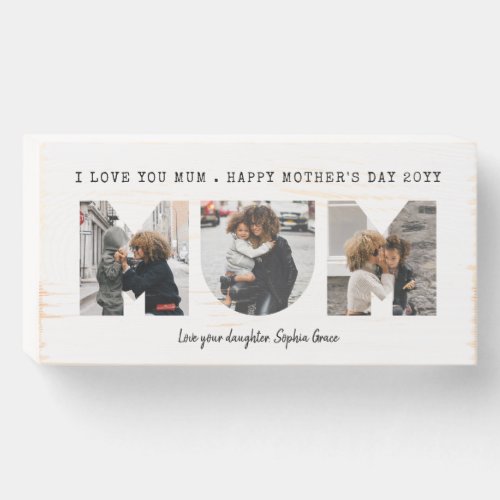 MUM Happy Mothers Day Photo Wooden Box Sign