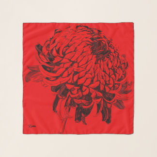 Mum Line Drawing Red Grey Black Chiffon Scarf