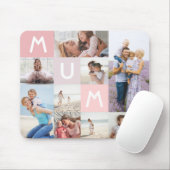Mum Modern Photo Grid Collage Family Keepsake Pink Mouse Pad (With Mouse)