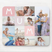 Mum Modern Photo Grid Collage Family Keepsake Pink Mouse Pad (Front)