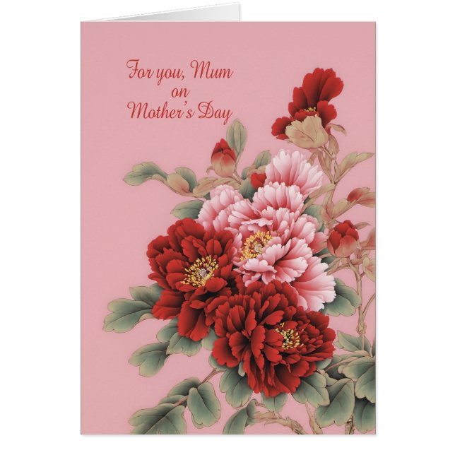 Mum Mothers Day Peonies Cards (Front)