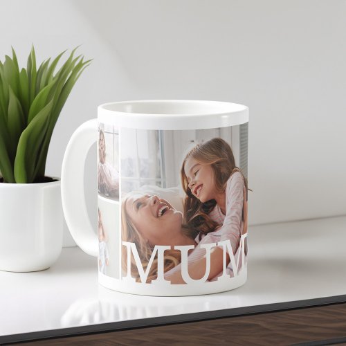 MUM Multiple Photo Collage  Custom Monogram Coffee Mug