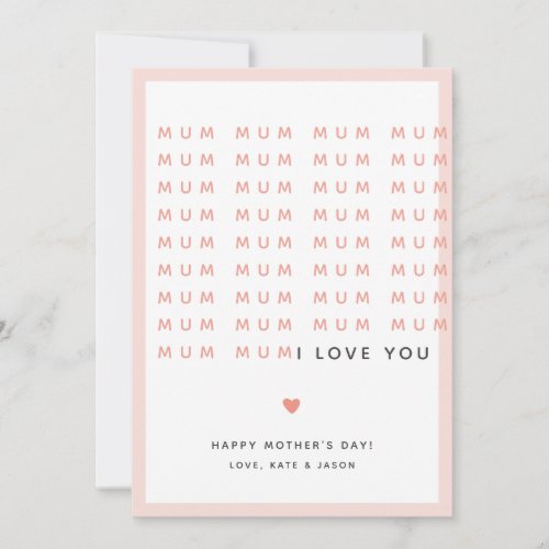 Mum Mum Mum Photo Funny Modern Happy Mothers Day Holiday Card