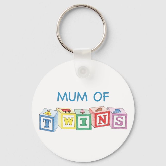 Mum of Twins Blocks Keychain (Front)