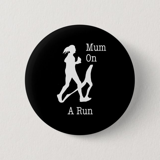 Mum on a run T shirt gift present Button (Front)