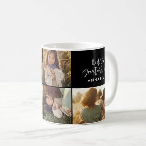 Mum Photo collage girly black modern mothers day Coffee Mug