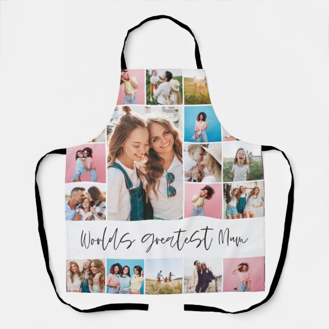 Mum photo collage modern typography simple stylish apron (Front)