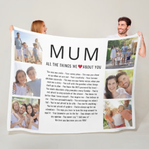 Mum Photos Things We Love About You Mother's Day Fleece Blanket