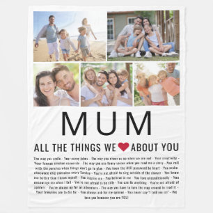 Mum Photos Things We Love About You Mother's Day Fleece Blanket