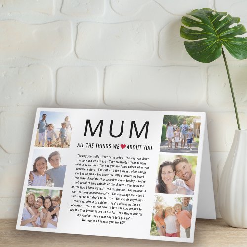 Mum Photos Things We Love About You Mothers Day Thank You Card
