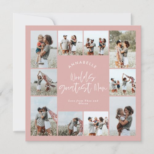 Mum pink chic elegant modern minimal photo collage invitation