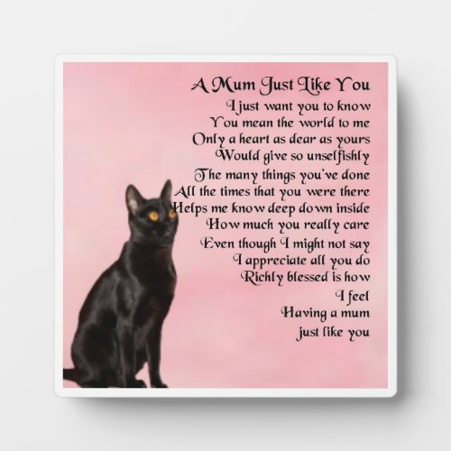 Mum Poem Plaque  _  Black Cat  Design