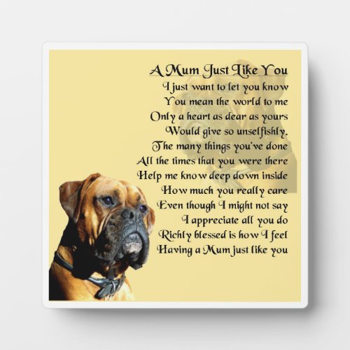 Mum Poem Plaque  _  Boxer Dog   Design