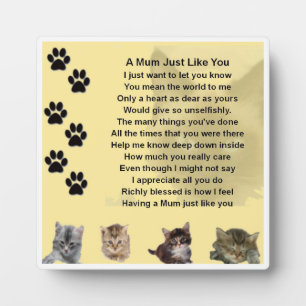 Mum Poem Plaque - Cats Design