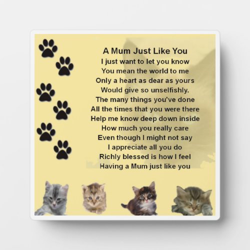 Mum Poem Plaque  _  Cats   Design