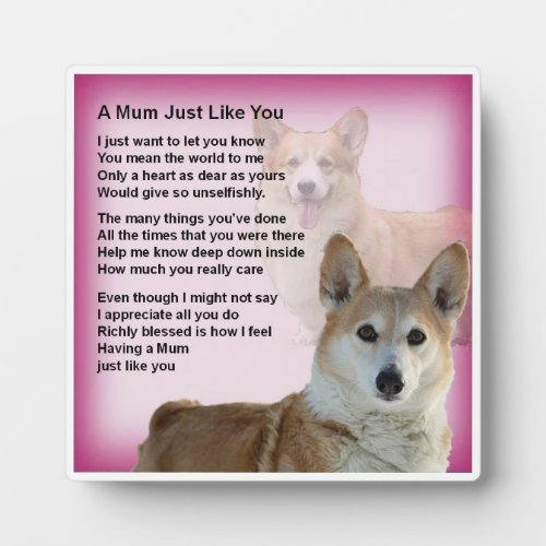 Mum Poem Plaque  _  Corgi Dog  Design