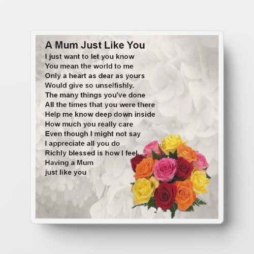 Mum Poem Plaque _  Flowers Design