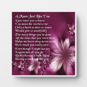 Mum Poem Plaque  -  Flowers   Design