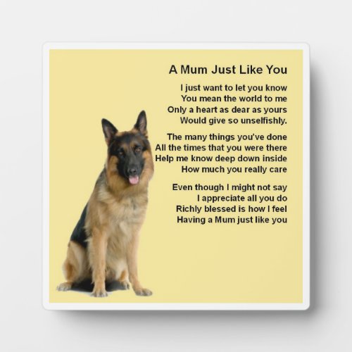 Mum Poem Plaque  _  German Shepherd Dog  Design