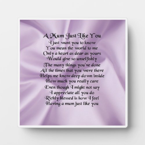 Mum Poem Plaque _ Lilac