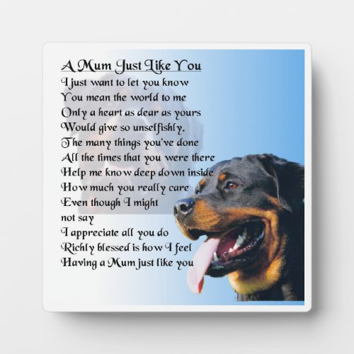 Mum Poem Plaque  _  Rottweiler  Design