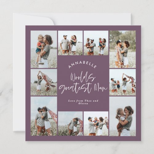 Mum purple elegant modern minimal photo collage invitation