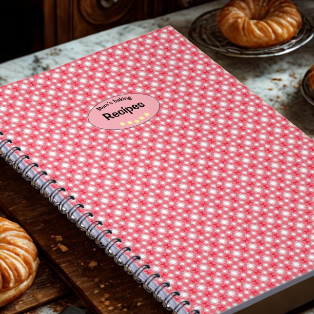 Mum’s recipes customized red Geometric pattern  Notebook (Creator Uploaded)
