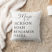 Mum Script Personalized Kids Names Mother's Day Throw Pillow (Blanket)
