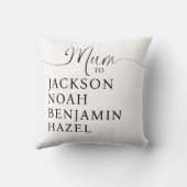 Mum Script Personalized Kids Names Mother's Day Throw Pillow (Back)