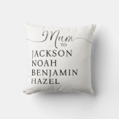 Mum Script Personalized Kids Names Mother's Day Throw Pillow (Front)