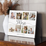 Mum Script Photo Collage Mother's Day Keepsake Plaque<br><div class="desc">A special and memorable photo collage gift for mum. The design features an eight-photo collage layout to display eight of your own special photos. "Mum" is designed in a stylish black script and heart design calligraphy and customized with names. A memorable and special gift for mother's day that you will...</div>