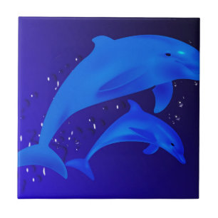 Mum & son dolphins tile