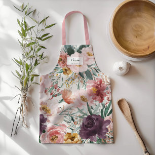 mum watercolor floral pink girly elegant editable apron