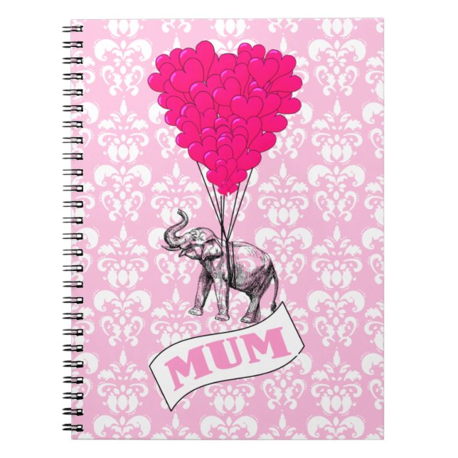 Mum with pink elephant notebook (Front)