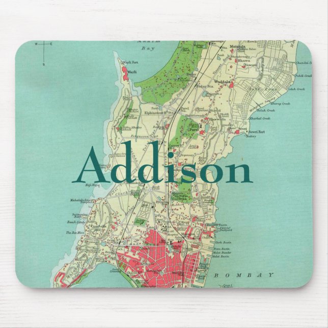 Mumbai Early Map Mouse Pad (Front)