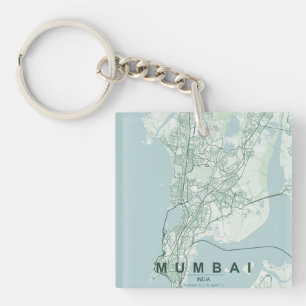 Mumbai India City Map & Custom Text Keychain