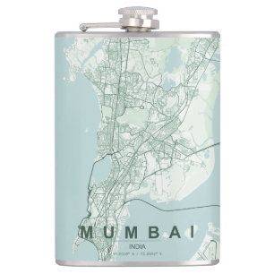Mumbai India City Map Minimal Design Coffee Flask