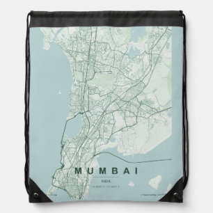Mumbai India City Map Minimal Design Drawstring Bag