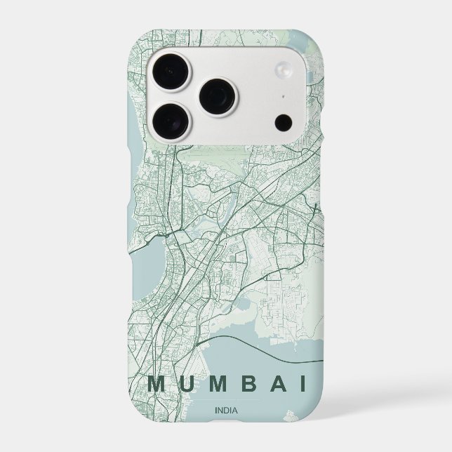 Mumbai India City Map Minimal Design iPhone Case (Back)