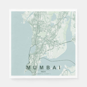 Mumbai India City Map Minimal Design Napkins