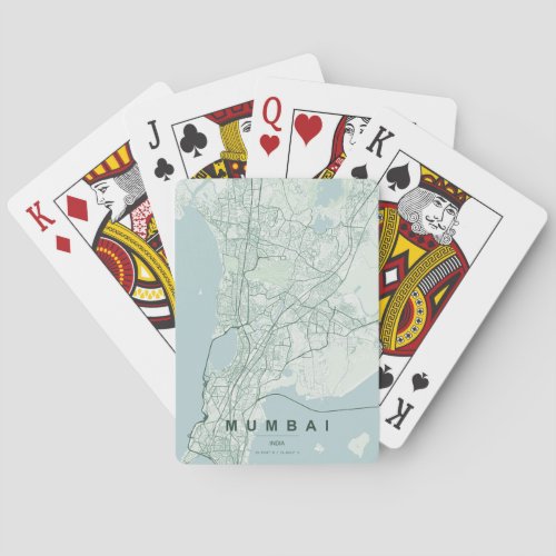 Mumbai India City Map Minimal Design Poker Cards