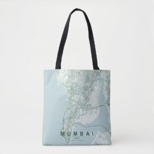 Mumbai India City Map Minimal Design Tote Bag