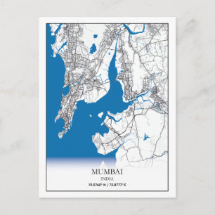 Mumbai India City Map Travel Simple Postcard