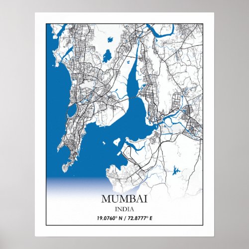 Mumbai India City Map Travel Simple Poster