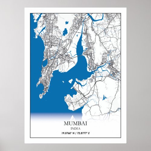 Mumbai India City Map Travel Simple Poster